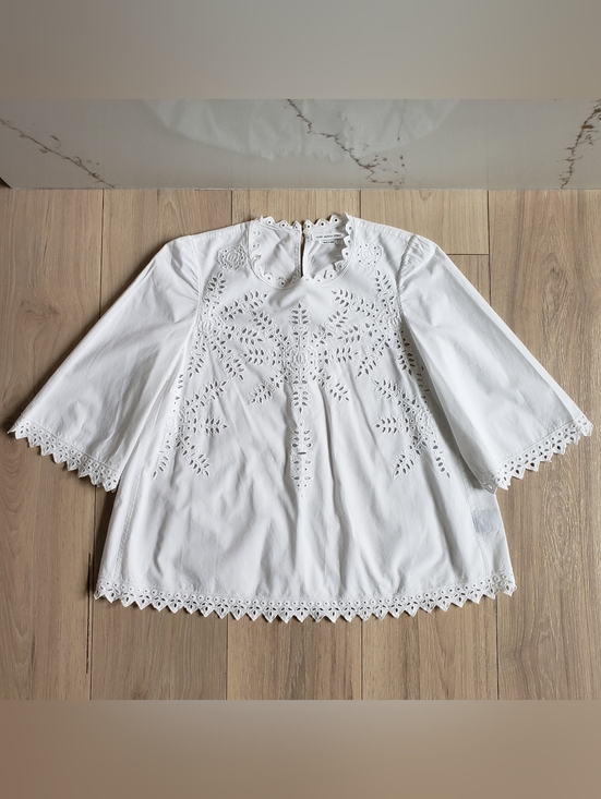 Isabel Marant Tops - Isabel Marant White Eyelet Scalloped Cotton Blouse